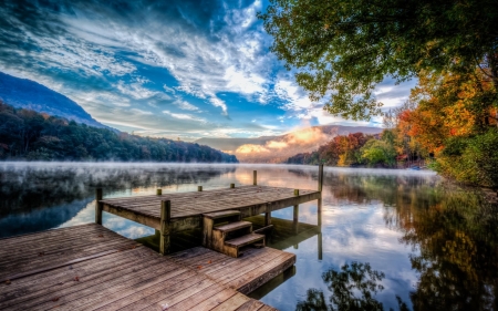 Smoke on the water - awesome, fog, landscape, lake, wallpaper