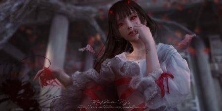 Devil on my shoulder - dark, demon, fantasy, girl, mu ke, muke