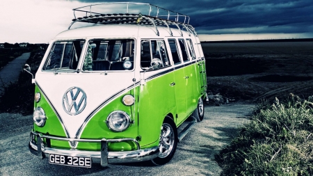 volkswagen kombi - road, volkswagen, kombi, country
