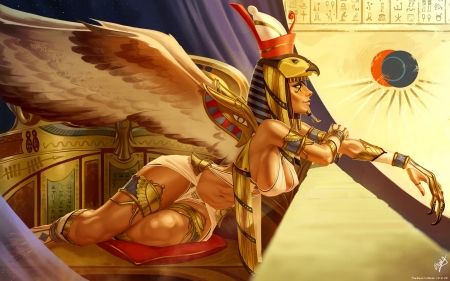 Female Horus - ecchi, gold, horus, wallz