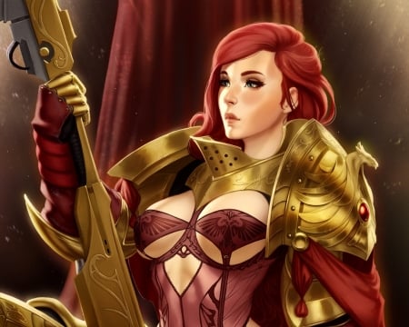 war40k Female Custodes v2 - female, custodes, hot, red, marines, war40k