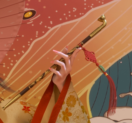 :) - pipe, asian, fantasy, detail, lozyu, lo zyu, orange, hand