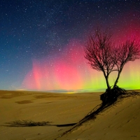 Northern Lights over Silver Lake dunes, Michigan