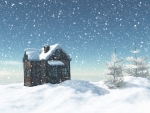 Snowy house