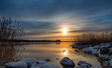 sunset on the lake