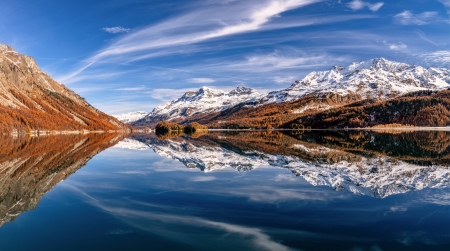 Lake In Swiss Alps - lake, reflection, Alps, Switzerland