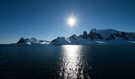 Sun Glistening on the Water in Antarctica