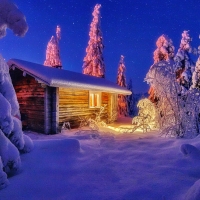 Wooden house in mountain