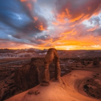 Winter Sunset at Delicate Arch, Utah