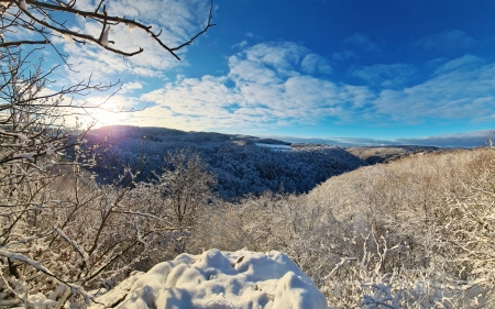 Swabian Jura on Christmas Day this year - hills, snow, clouds, trees, germany, sky