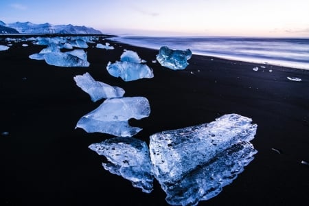 diamond beach - diamond, ocean, iceland, beach