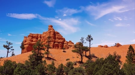 Red Canyon Dixie National Forest, Utah - usa, clouds, trees, mountain, sky