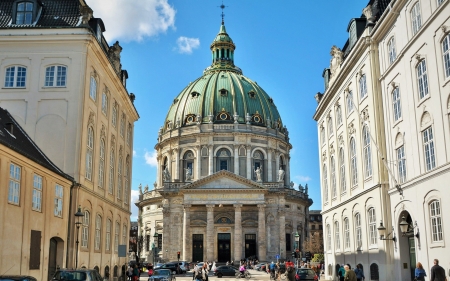 Church in Denmark - street, Denmark, church, dome