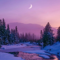 Moonset in Glacier National Park, Montana