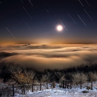 full moon above the clouds