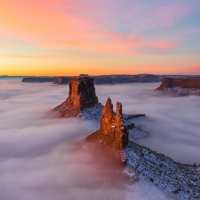 Moab, Utah with a blanket of clouds