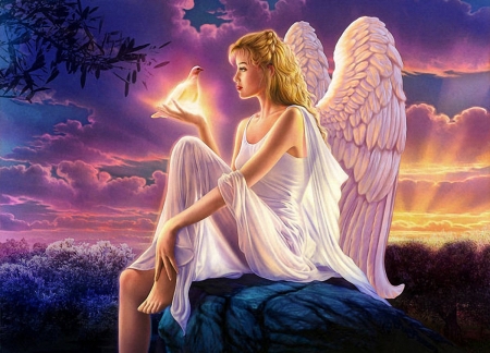 The Dove in my Hand - wings, angel, dove, heaven