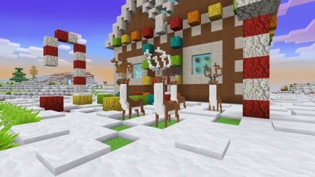 Cute Deers Keep Santa's House Safe in Realmcraft Free Minecraft Style Game