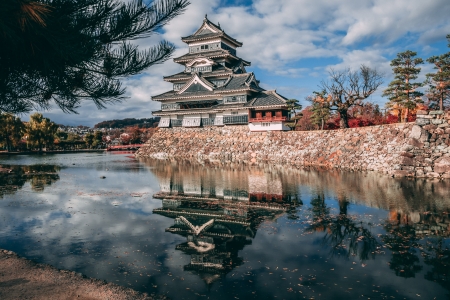 Lake - house, water, nature, pagoda, architecture