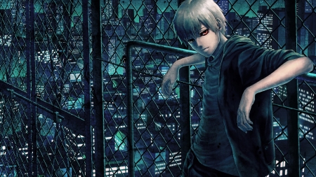 Tokyo Ghoul - boy, ghoul, fence, tokyo