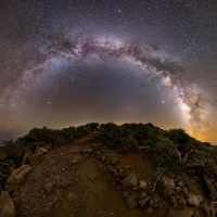 La Palma, Roque de los muchachos at night with the full milkyway arch