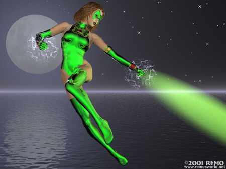 Female Green Lantern - lanternwater, hero, costume, light, moon, female, green