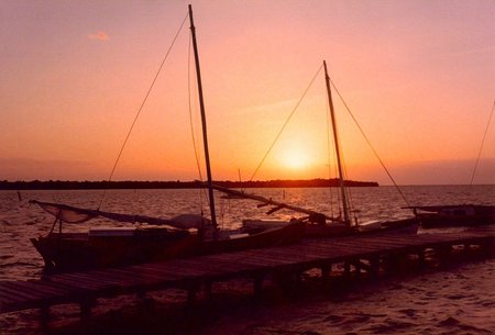 Sunset on boats