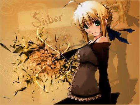 Saber - saber, brown, girl, female, anime, anime girl, cute, fate stay night