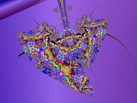 Fractal Heart - purple, fractal, hanging, heart