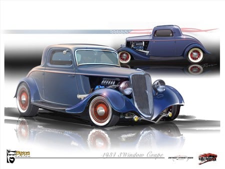 Cool 34 Ford - classic, coupe, window, blue