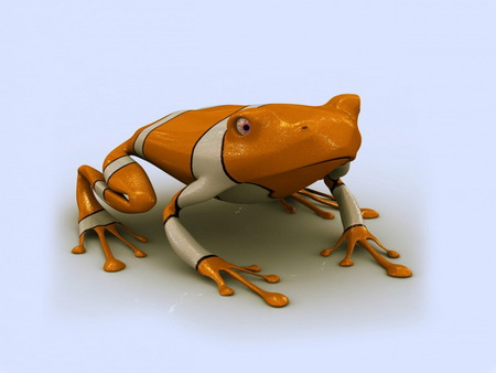 Orange and White Frog - abstract, white, 3d, orange, frog