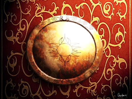 Rusty Shield - abstract, art, shield, medieval, digital, fantasy