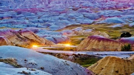 Badlands National Park - snow, light, badlands, south dakota