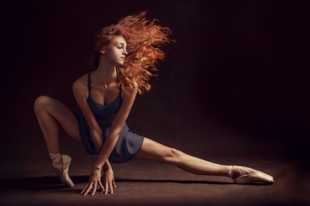 Ballerina - black, girl, dancer, redhead