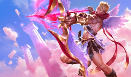 Varus - angel, archer, blue, cupid, fantasy, lol, pink, sixmorevodka studio, valentine, varus, wings