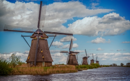 Windmills - water, architecture, windmill, photography