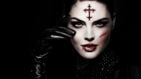 Vampire girl - vampire, goth, fantasy, woman, girl, halloween, face, gloves