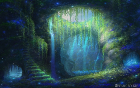 Lost glenn - art, bianca morelos, blue, fantasy, frumusete, glenn, green, luminos, world