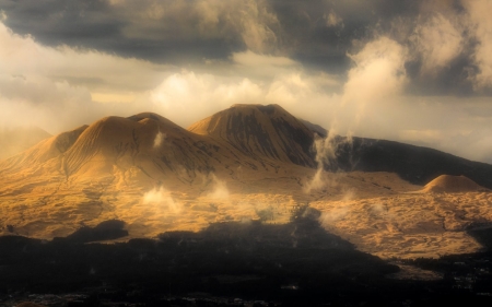 Volcano Aso in Japan - mount, volcano, clouds, Japan