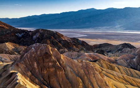 The Badlands of Death Valley - california, landscape, colors, sky, rocks, usa
