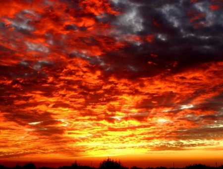 The Morning Fire - clouds, sunrise, morning sky, sky