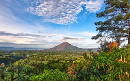 Volcano in Sumatra - clouds, volcano, mountain, Sumatra