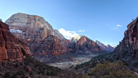 Beautiful views from the West rim trail at Zion National Park! - usa, utah, river, mountains, valley, rocks