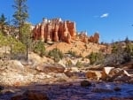 Hoodoos looming over Tropic Ditch, Bryce Canyon National Park