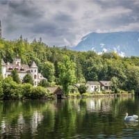 Castle on the shore of Lake Hallstattersee