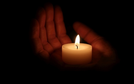 Candlelight - candle, hand, light, photo