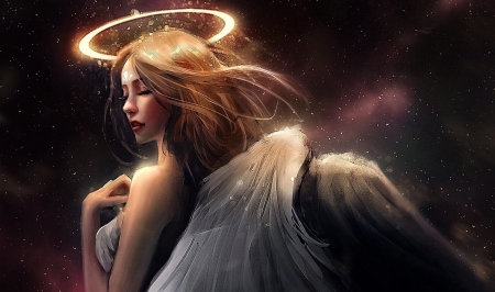 Angel - drawing, fantasy, angel, art