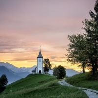 Church at Sunrise in Slovenia