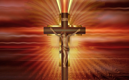 Crucifix - digital art, crucifix, cross, rays