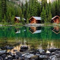 Wooden houses by the lake